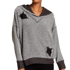 Harlowe and Graham Gray Slouchy Embroidered Hoodie